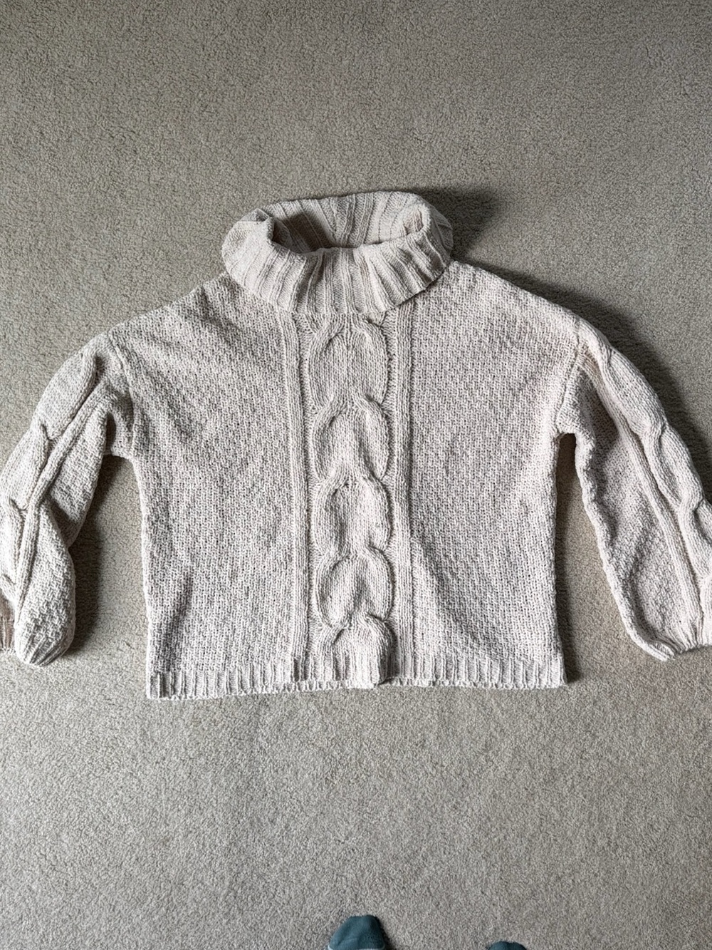 Seven7 Cream Cable Knit Turtleneck Sweater Medium